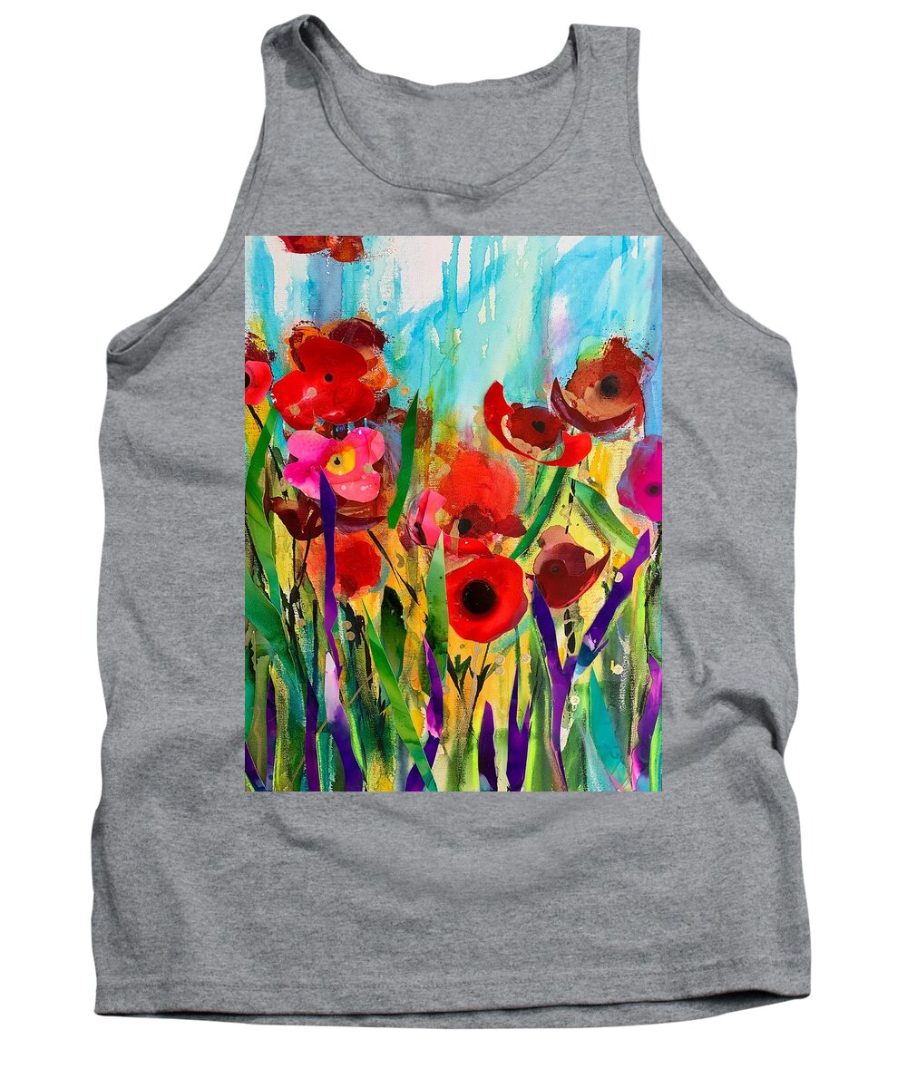 Flowers Tank Top featuring the painting Laughing Flowers by Bonny Butler