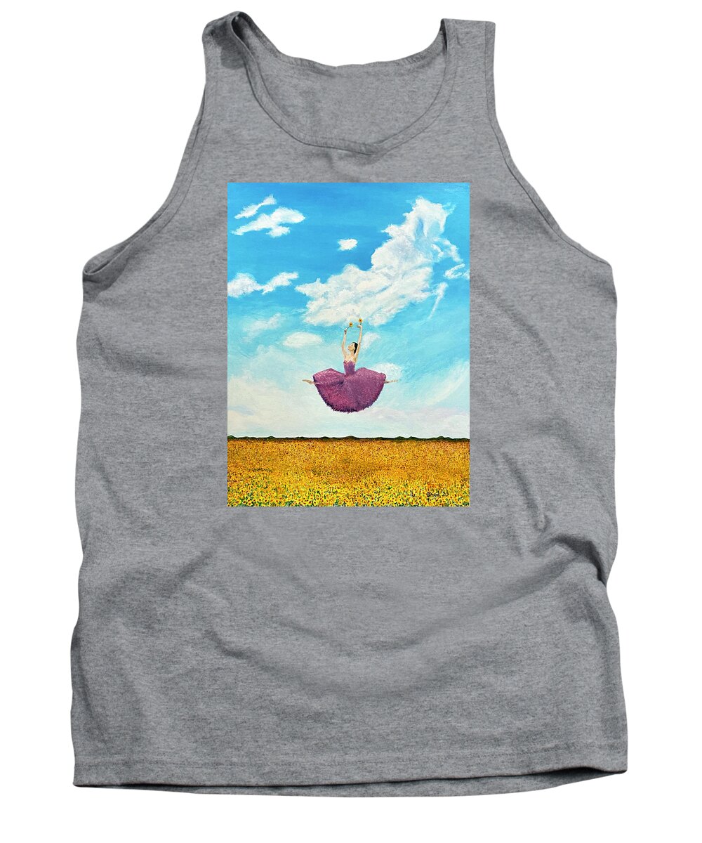 Ballerina Tank Top featuring the painting Leap Into Spring by Thomas Blood