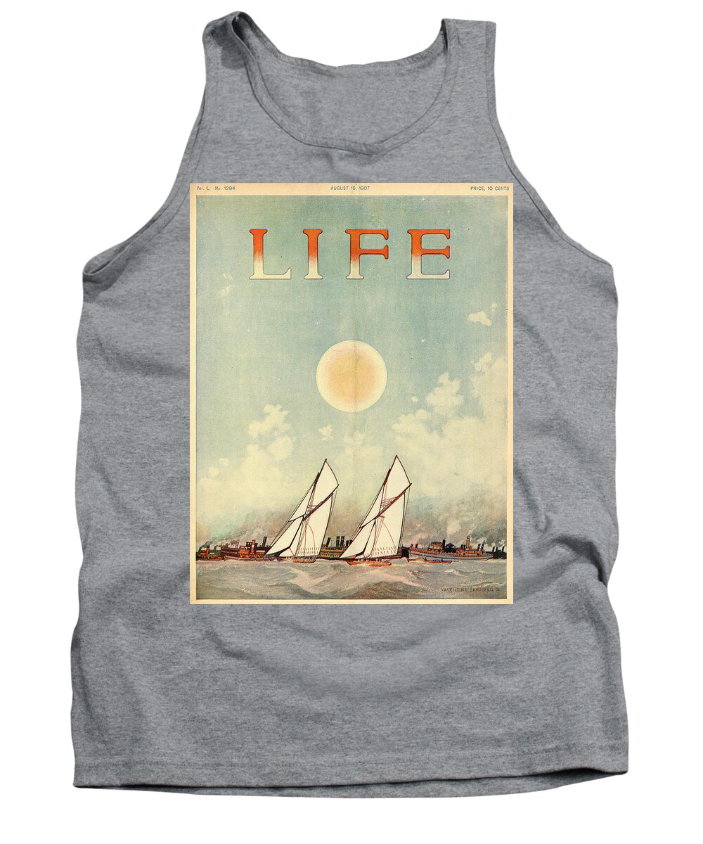Boats Tank Top featuring the mixed media Life Magazine Cover, August 15, 1907 by Valentine Sandberg