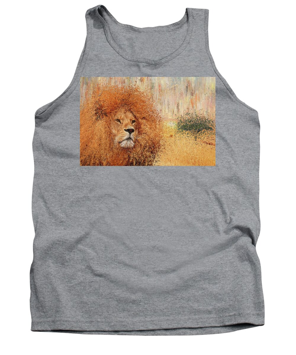 Lion Tank Top featuring the painting Lion by Alex Mir