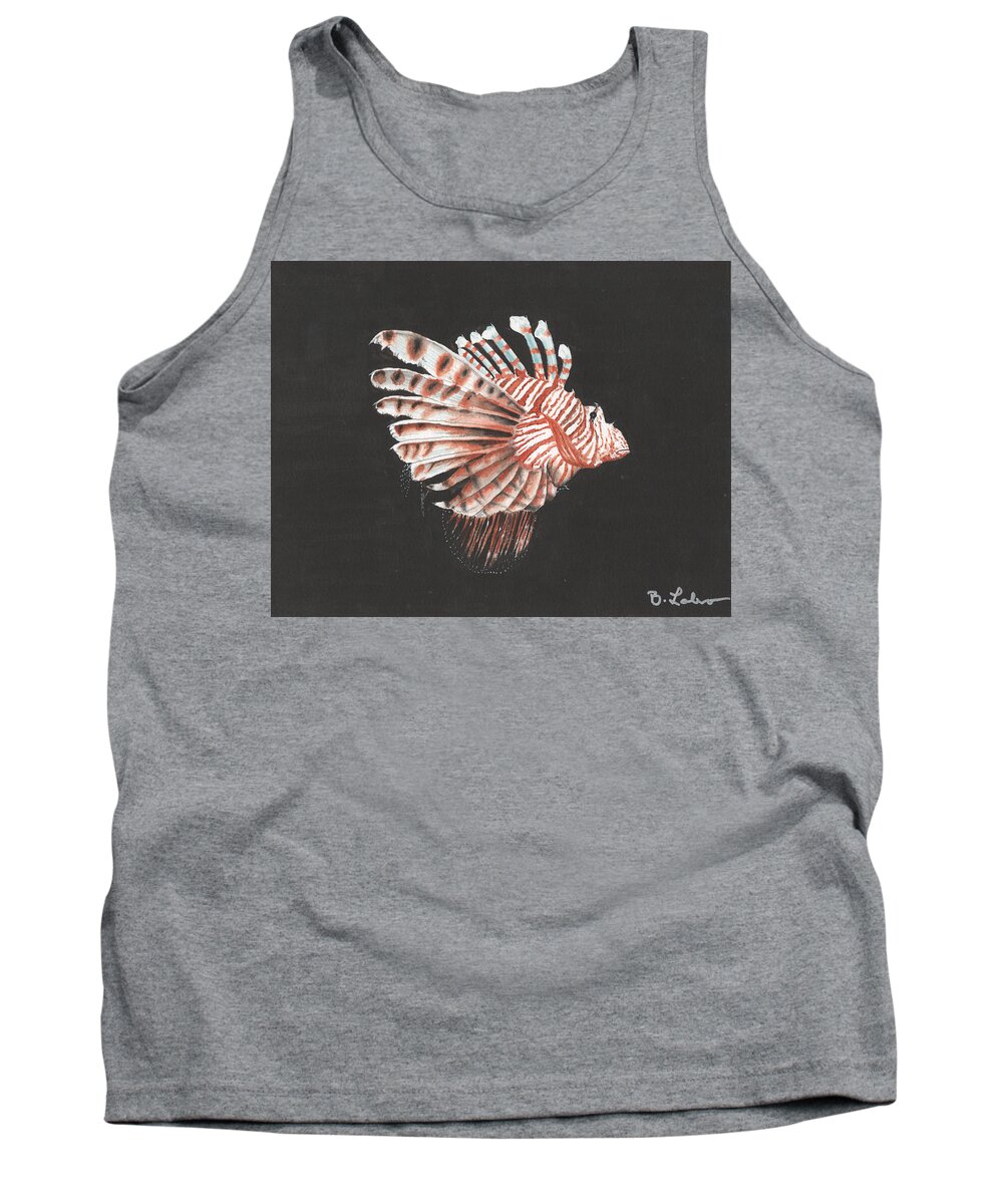 Lionfish Tank Top featuring the painting Lionfish by Bob Labno