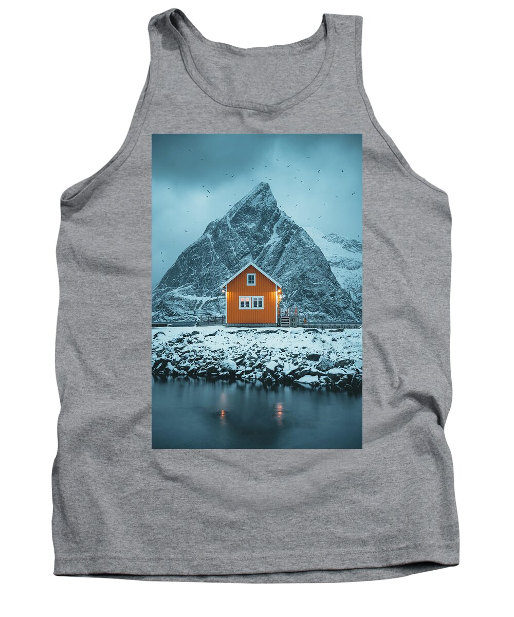Lofoten Tank Top featuring the photograph Lone House by Henry w Liu