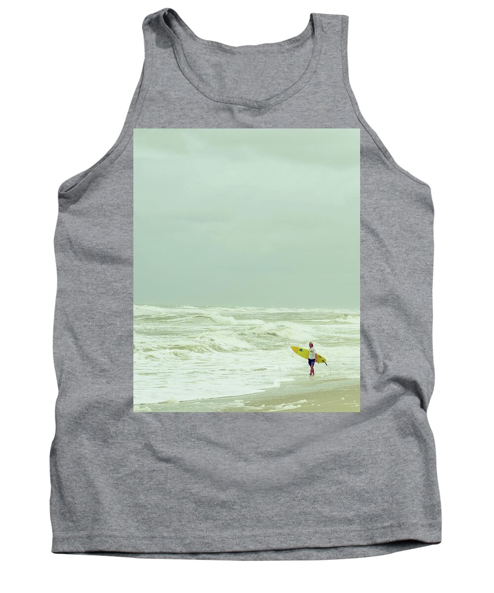 Surfer Tank Top featuring the photograph Lone Surfer by Laura Fasulo