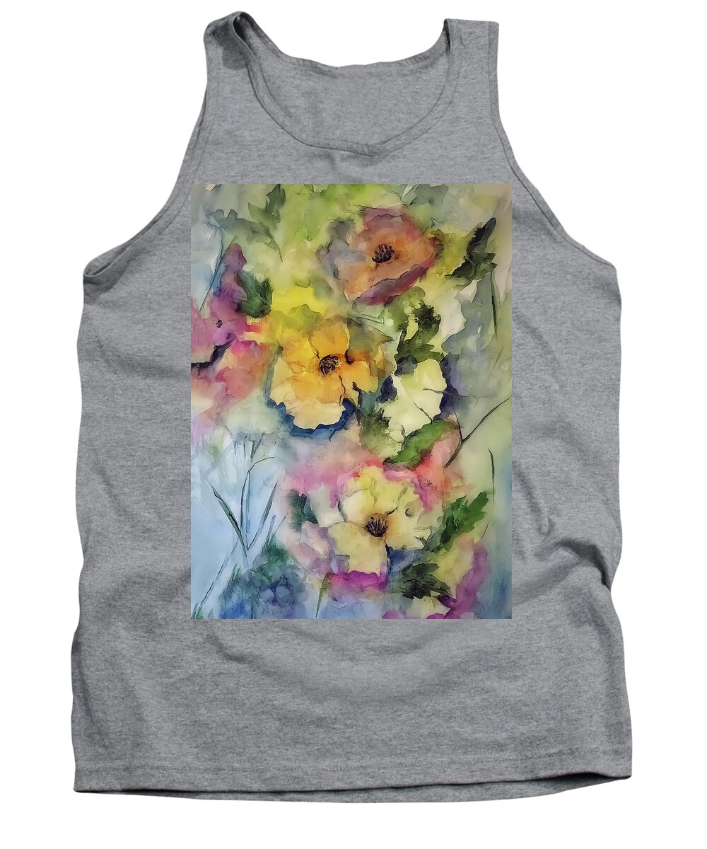 Loose Tank Top featuring the painting Loose Watercolor Pumpkin Flower by Lisa Kaiser