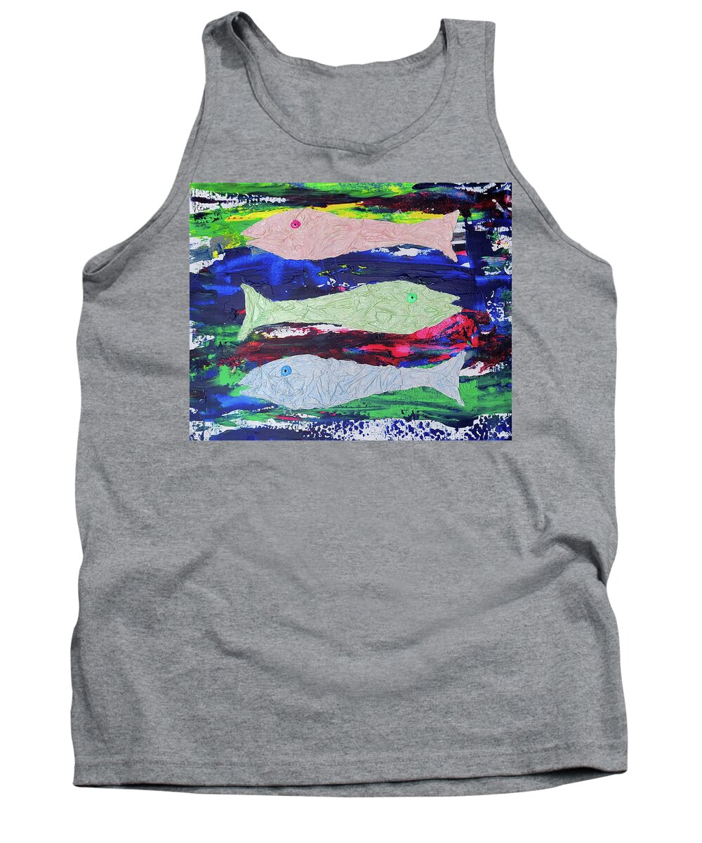 Fish Tank Top featuring the painting Lost at Sea by Deborah Boyd