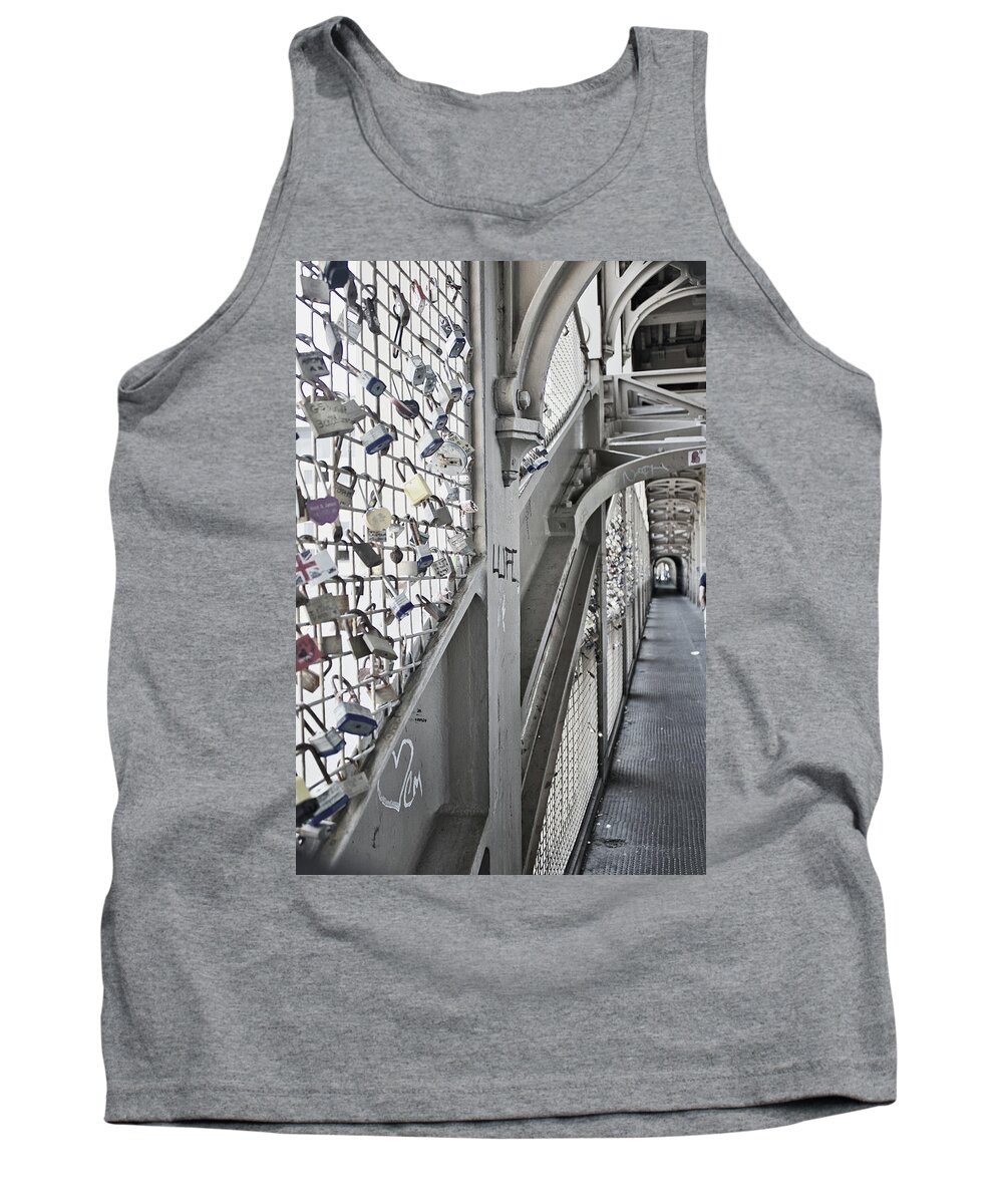 Industrial Tank Top featuring the photograph Love locks bridge by M Photographer