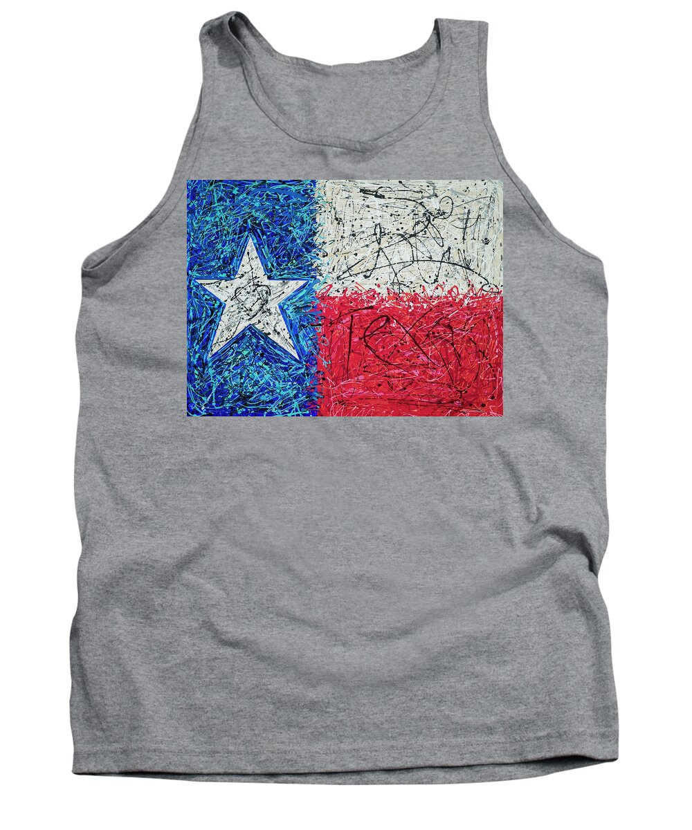 Texas Flag Tank Top featuring the painting Love Texas Abstract by Patti Schermerhorn