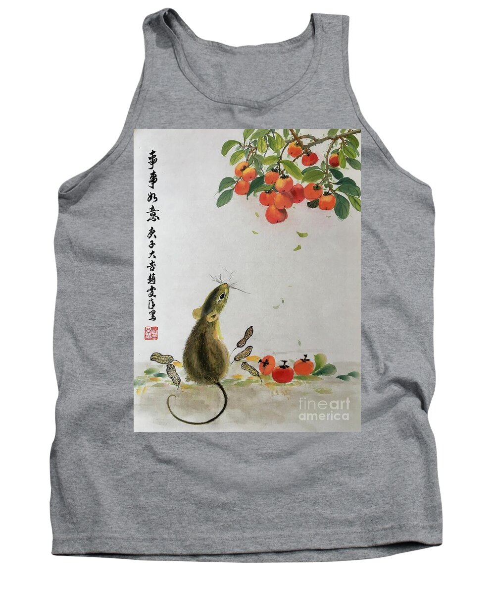 Lunar New Year. Year Of The Rat. Rat. Mouse. Animal.zodiac Rat Tank Top featuring the painting Lunar Year of The Rat by Carmen Lam