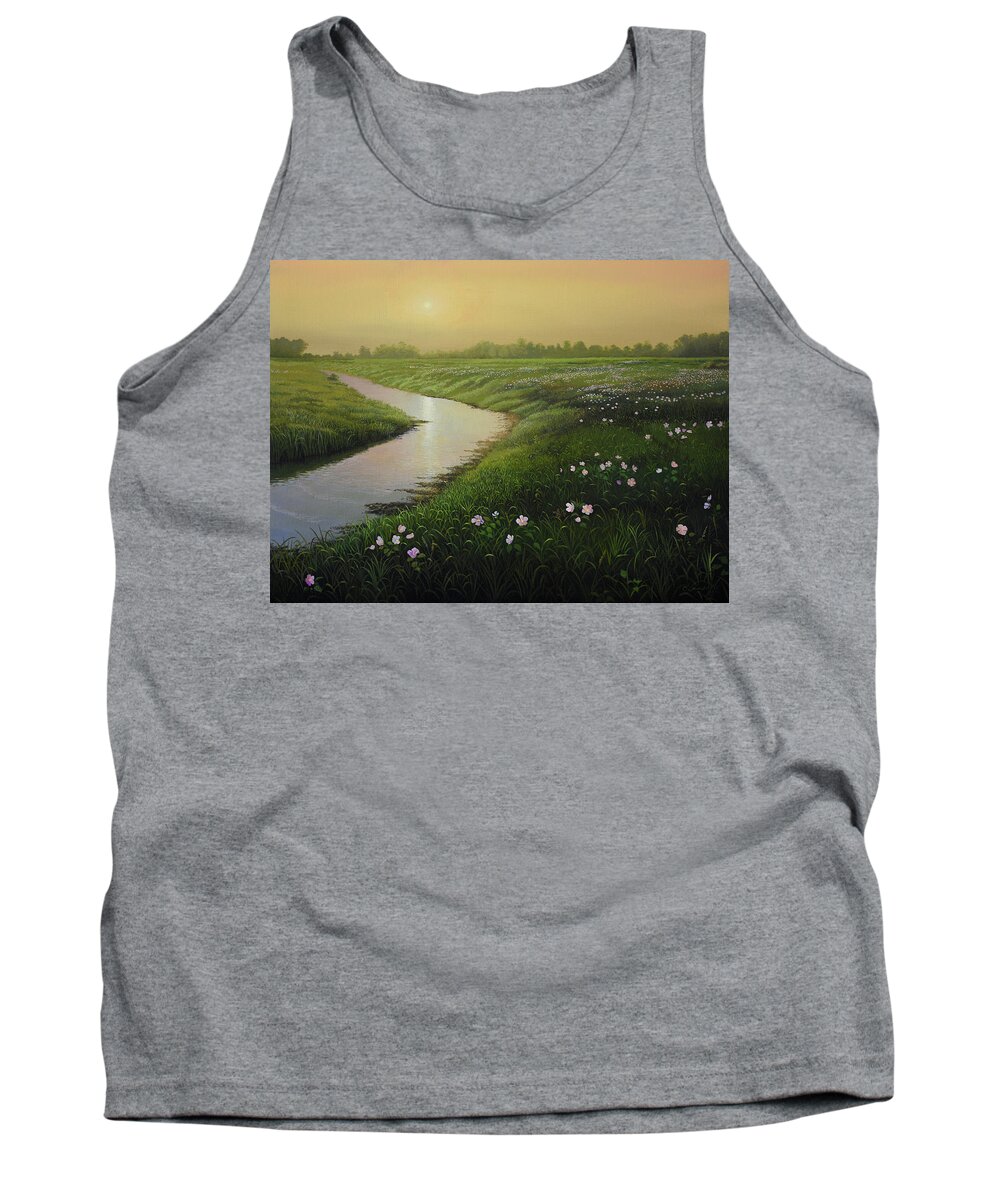 Nature Tank Top featuring the painting Magee Marsh Rose Mallows by Charles Owens