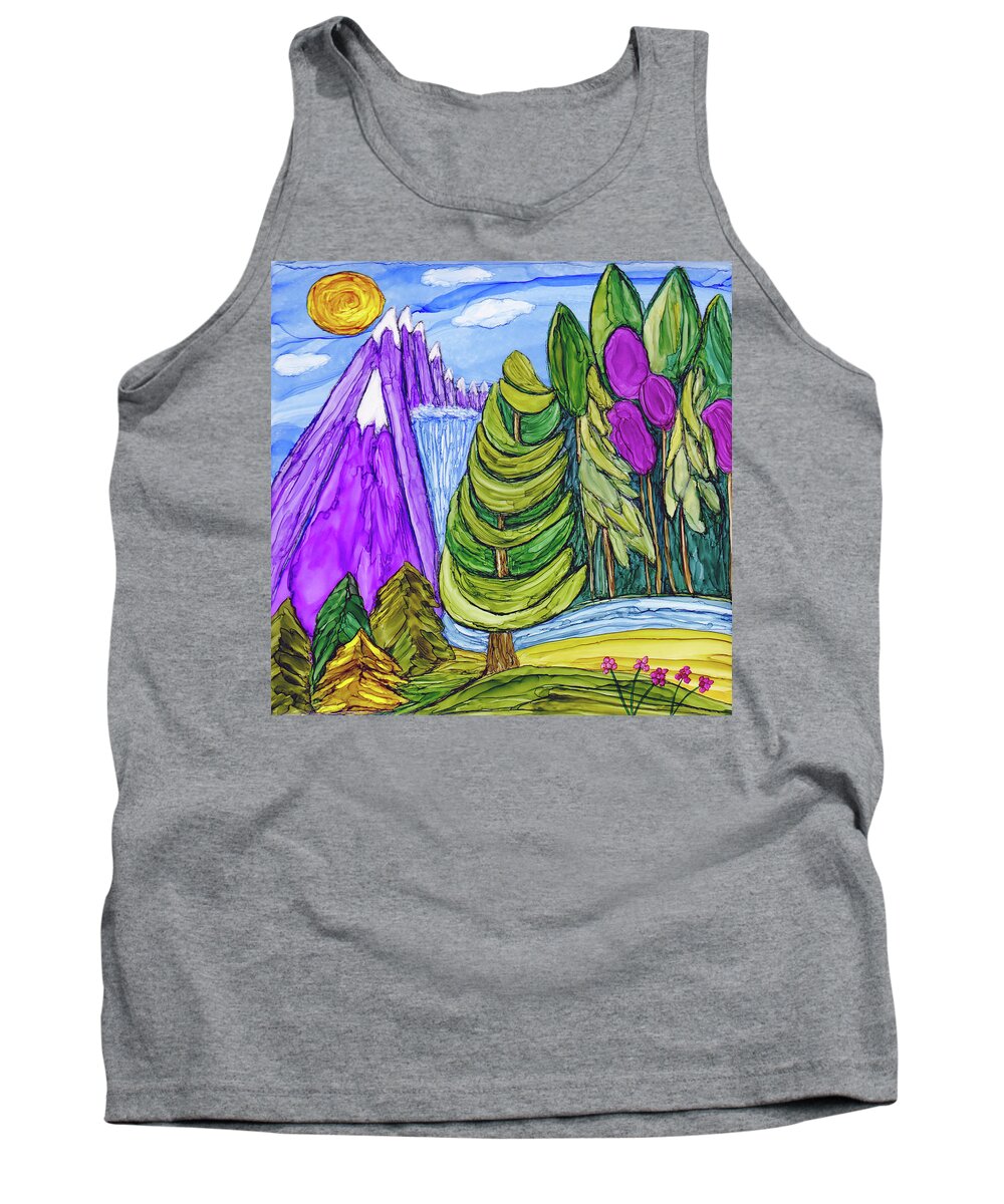 Mountains Tank Top featuring the painting Majesty by Winona's Sunshyne