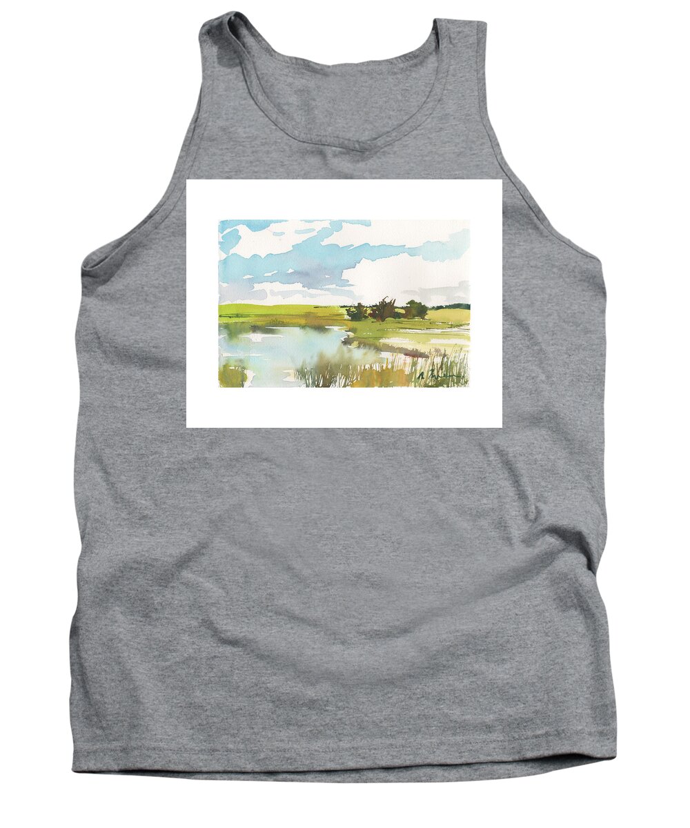  Tank Top featuring the painting Marsh 78 With White Border by Sumiyo Toribe