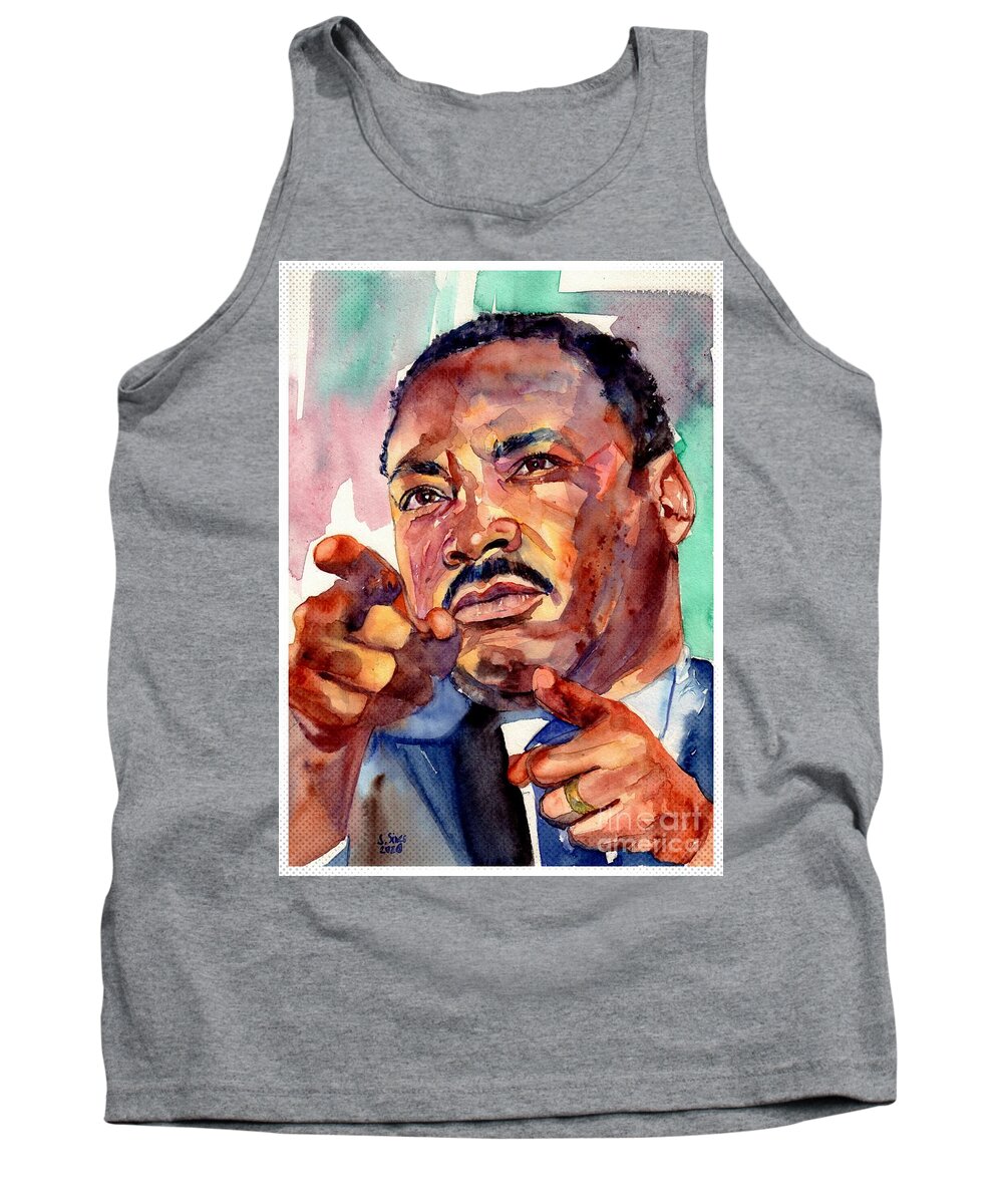 Martin Luther King Jr Tank Top featuring the painting Martin Luther King Jr. Speaking by Suzann Sines