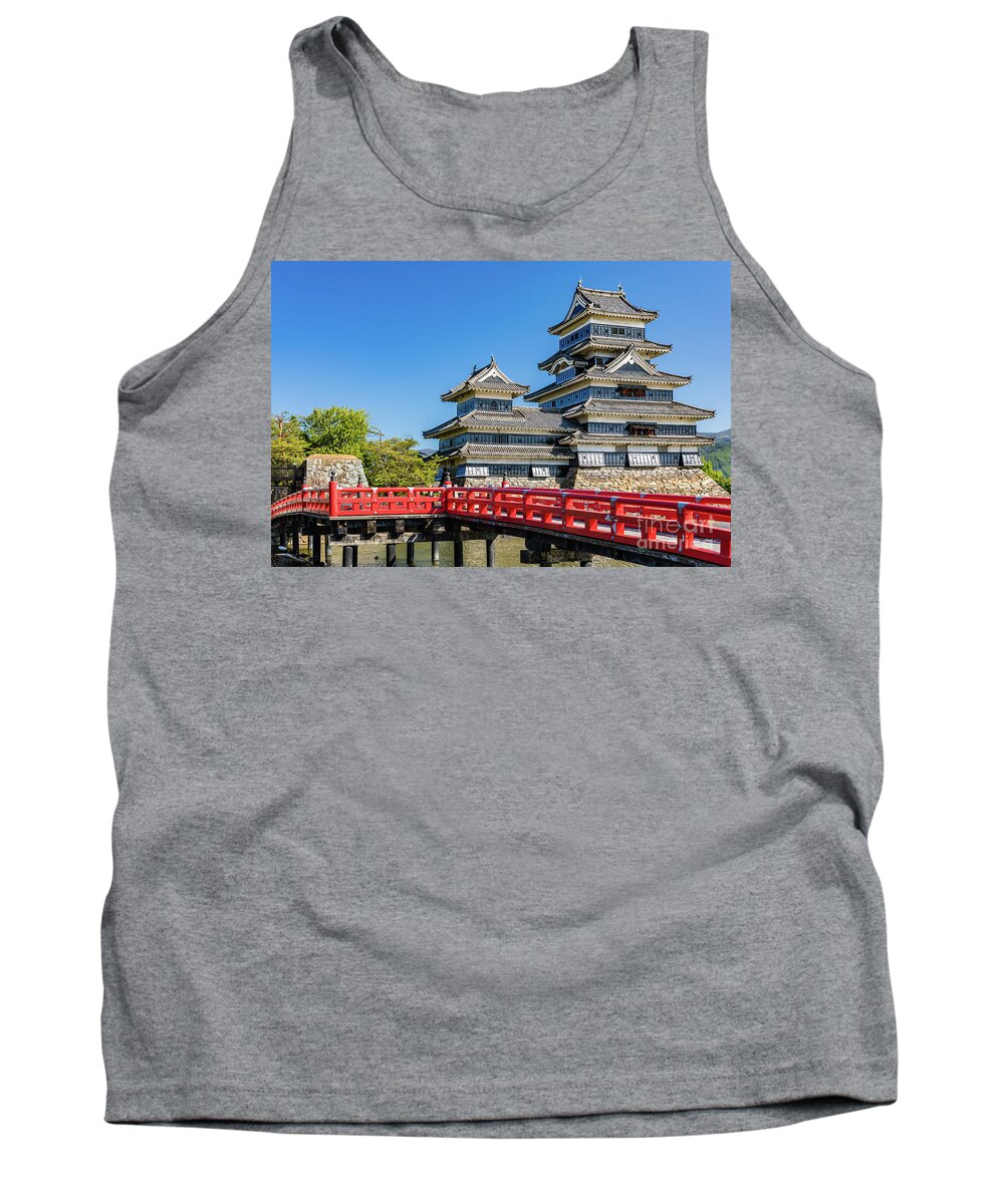 Castle Tank Top featuring the photograph Matsumoto castle and bridge by Lyl Dil Creations
