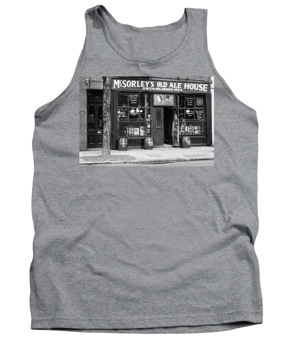 Mcsorley's Old Ale House Tank Top featuring the photograph McSorley's Established 1854 NYC BW by Susan Candelario