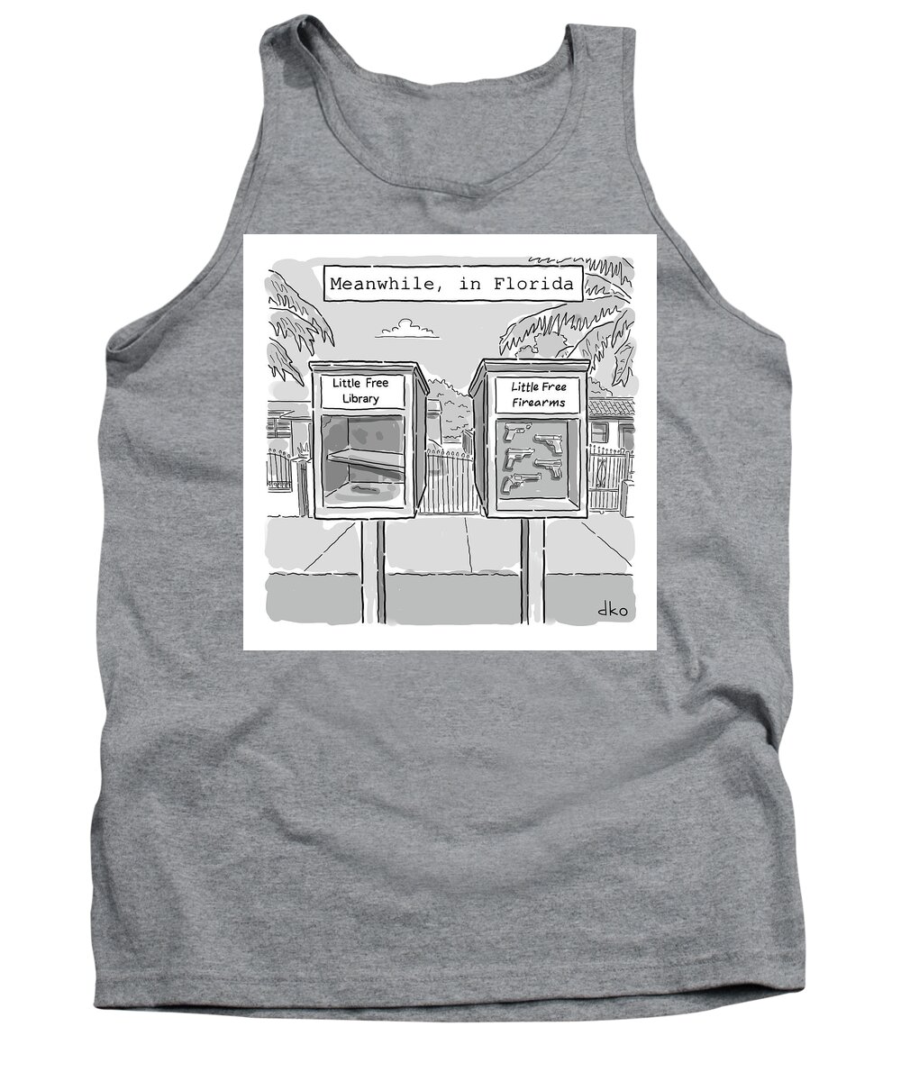Captionless Tank Top featuring the drawing Meanwhile In Florida by David Ostow
