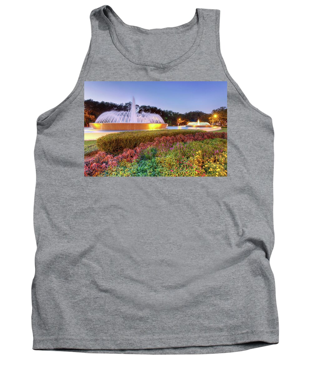 Houston Tank Top featuring the photograph Mecom Fountain by Tim Stanley