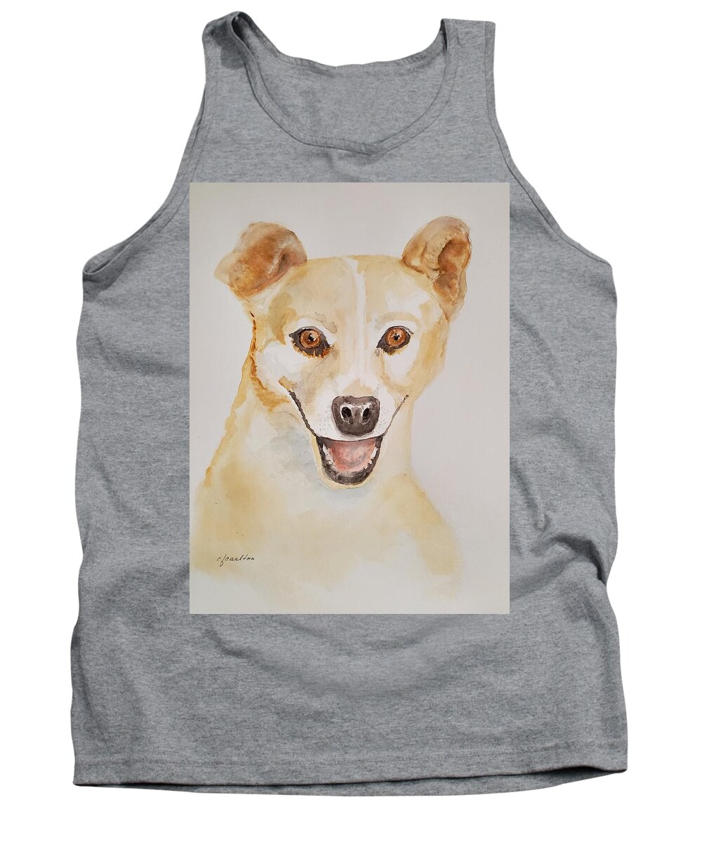Dog Tank Top featuring the painting Midge - Watercolor by Claudette Carlton