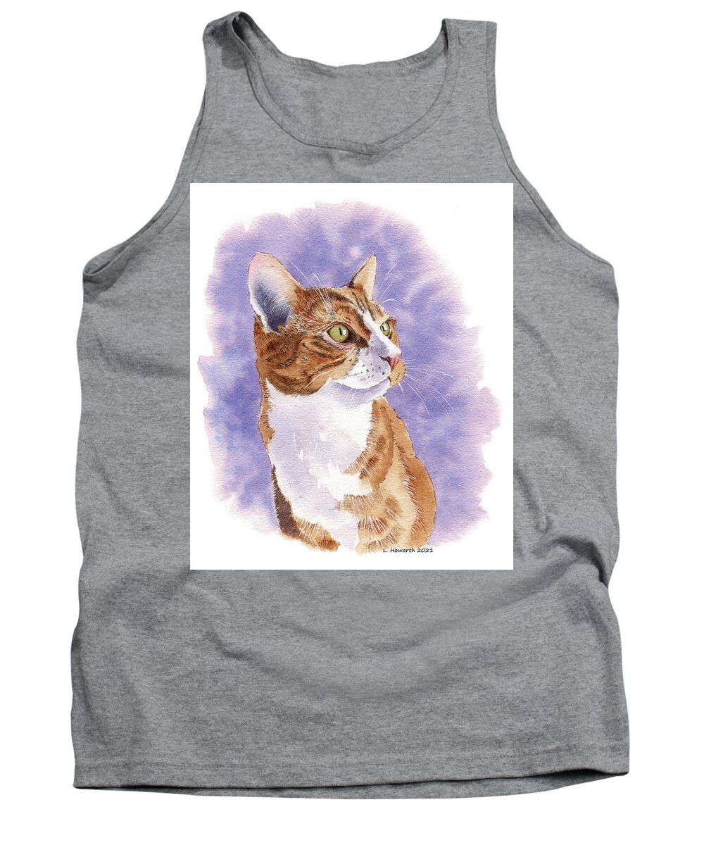 Cat Tank Top featuring the painting Mischief Maker by Louise Howarth
