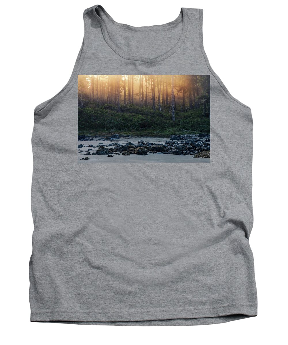 Mist Tank Top featuring the photograph Misty morning at the Beach by Naomi Maya