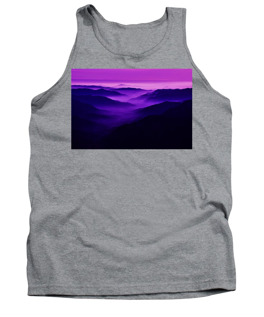 Valley Fog Tank Top featuring the photograph Purple Mist -- Fog-Filled Valley in the Sierra Nevada Foothills, California by Darin Volpe