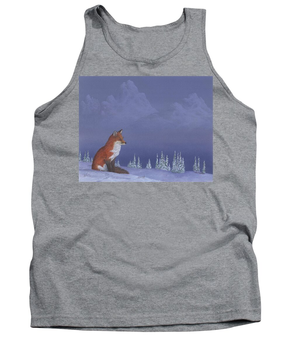Fox Tank Top featuring the painting Moment of Seclusion by Peter Rashford