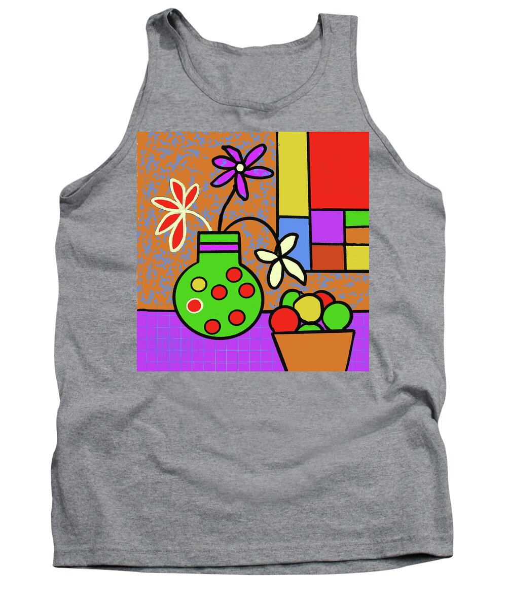 Abstract Tank Top featuring the painting Mondrian still life by Jeremy Holton