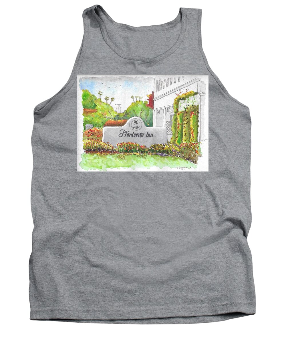 Montecito Inn Tank Top featuring the painting Montecito Inn in Montecito, California by Carlos G Groppa