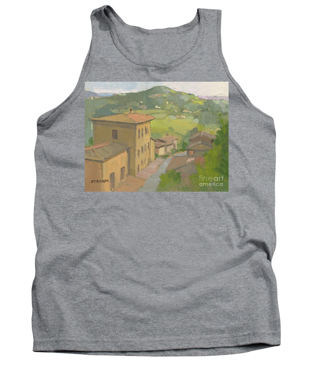Montepulciano Tank Top featuring the painting Montepulciano evening - Montepulciano, Italy by Paul Strahm