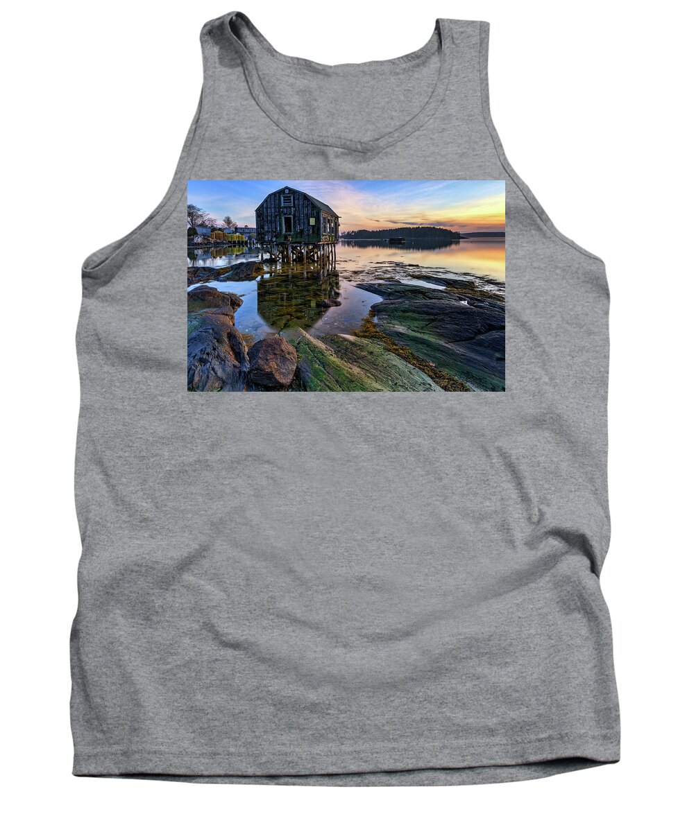 Morning Tank Top featuring the photograph Morning in Cundy's Harbor by Rick Berk
