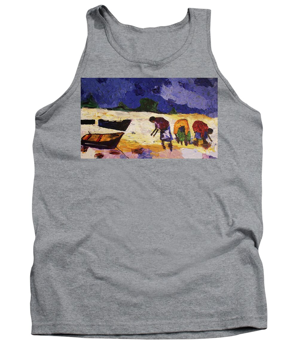 African Art Tank Top featuring the painting Mothers Rewards by Tarizai Munsvhenga