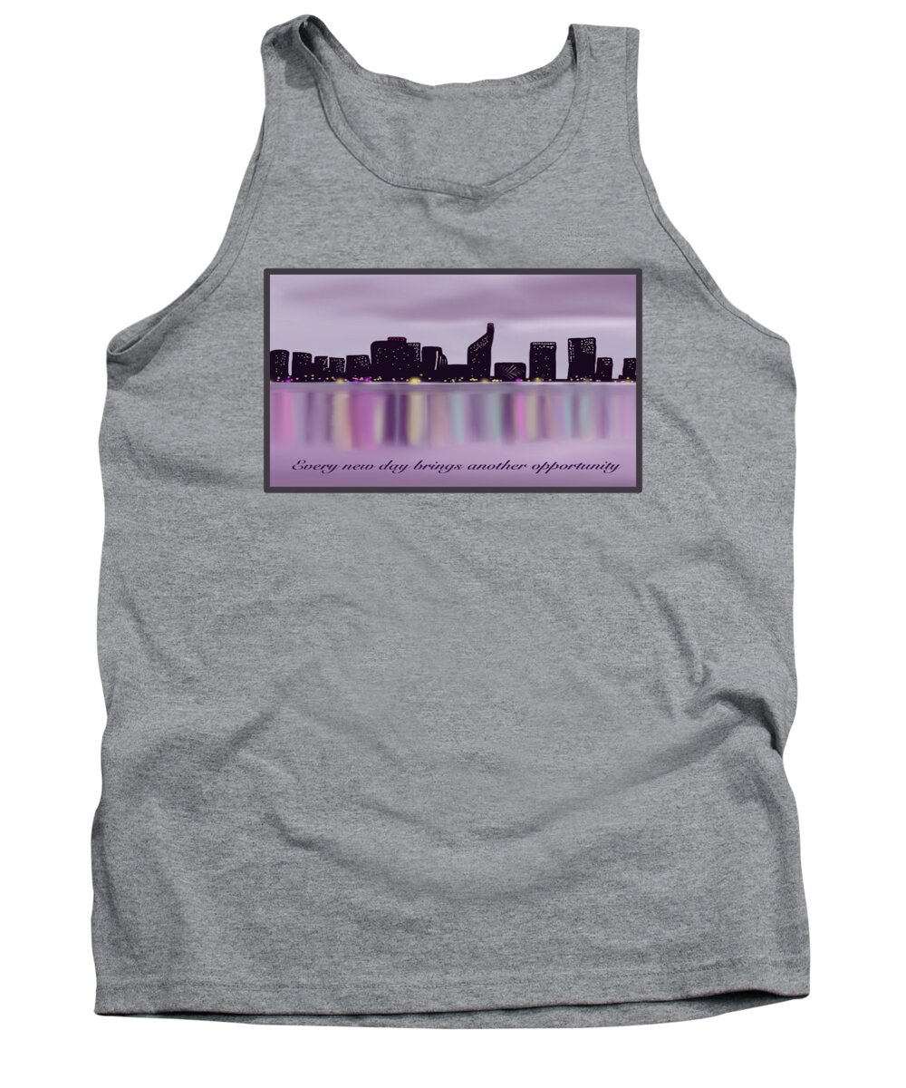 Text Tank Top featuring the painting Perth, Australia City Skyline Motivational Message by Barefoot Bodeez Art