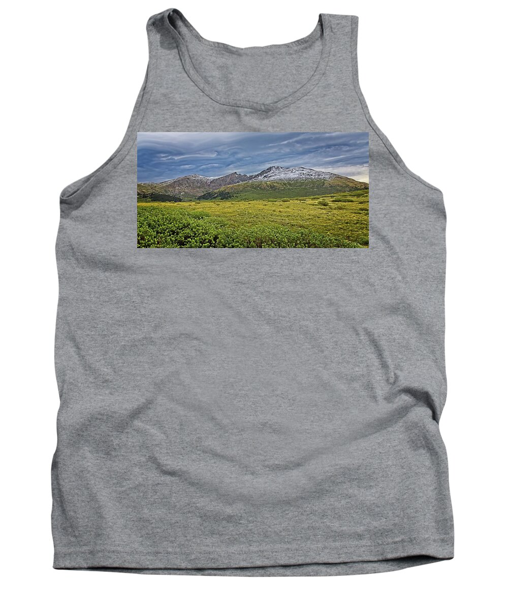 Day Tank Top featuring the photograph Mount Evans, The Sawtooth, and Mount Bierstadt by Loren Gilbert