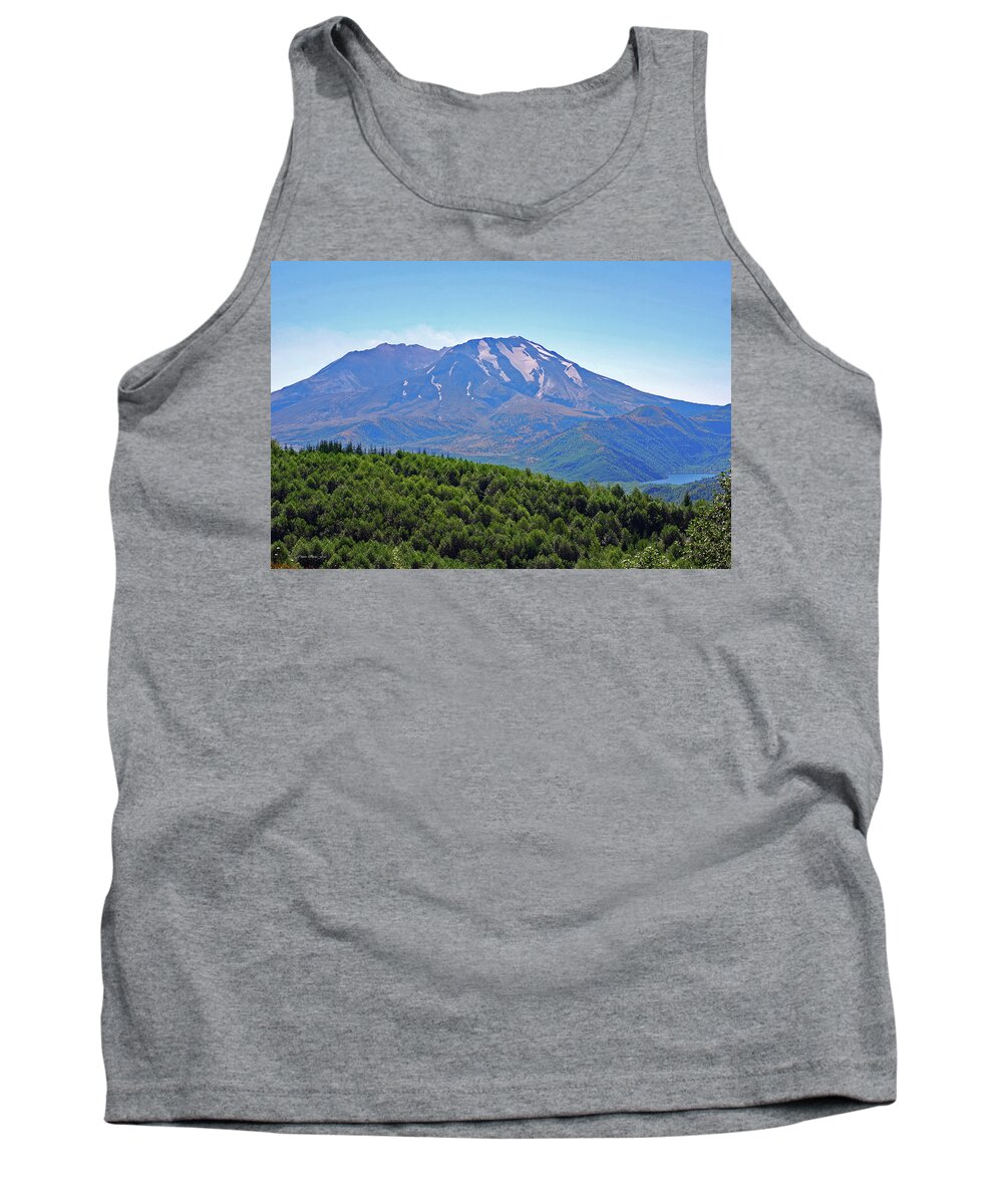 Snow Capped Peaks Tank Top featuring the photograph Mount St. Helens and Castle Lake in August by Connie Fox