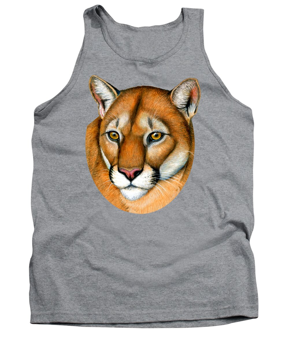Cougar Tank Top featuring the pastel Mountain Lion Cougar Wild Cat by Rebecca Wang