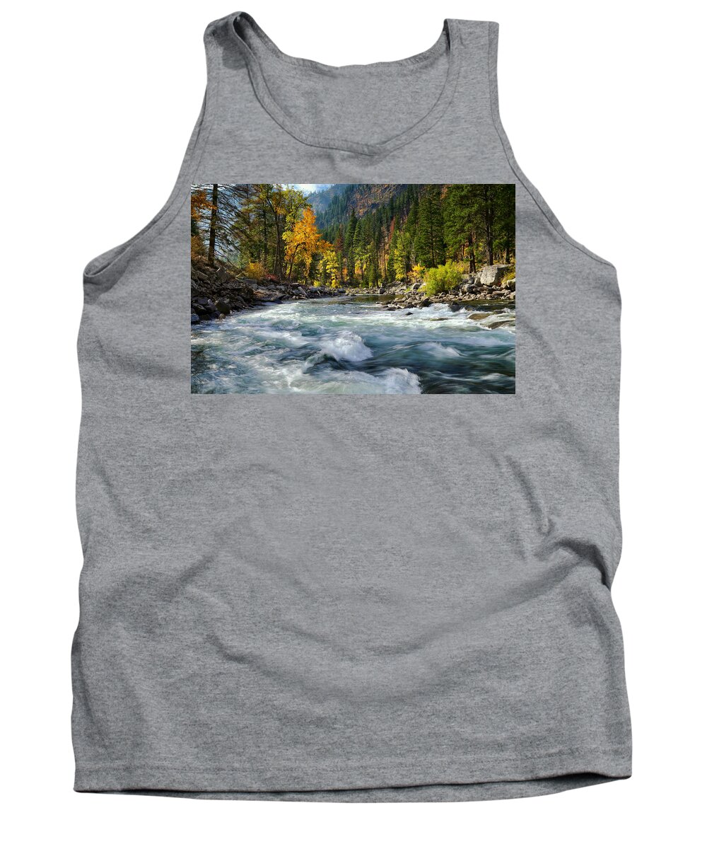 Moving Water On The Wenatchee River Tank Top featuring the photograph Moving water on the Wenatchee River by Lynn Hopwood