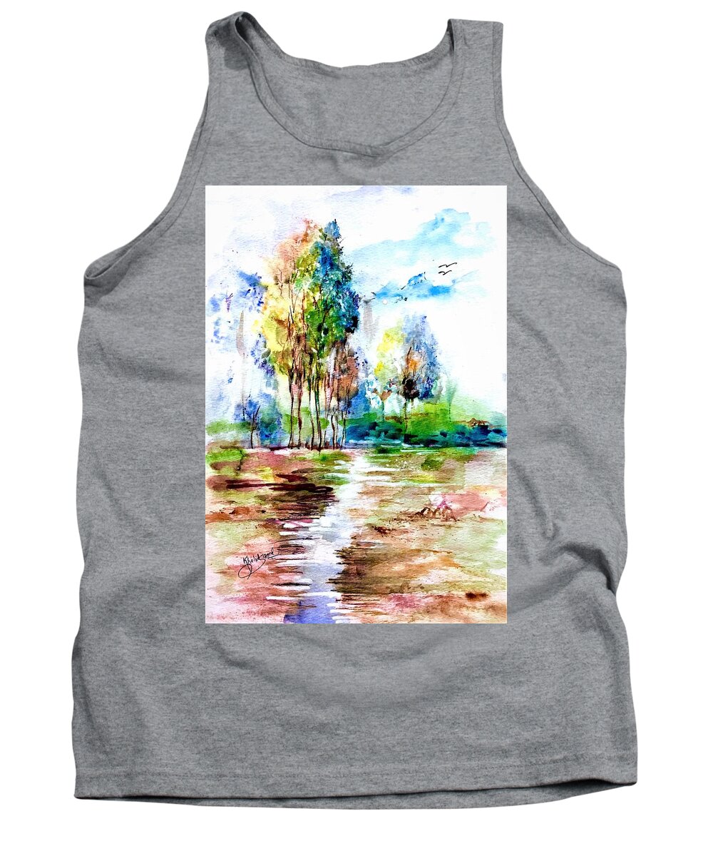 Sceneray Tank Top featuring the painting Nature is beautiful. by Khalid Saeed