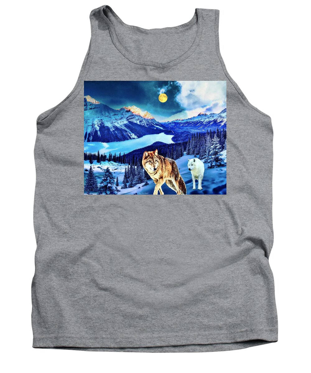 Wolves Tank Top featuring the digital art Night Wolf by Norman Brule