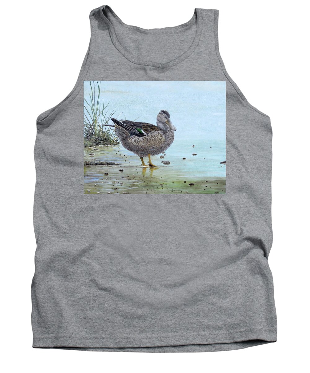 Northern Shoveler Tank Top featuring the painting Northern Shoveler Female by Barry Kent MacKay