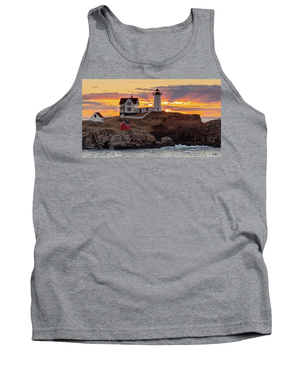 Seascape Tank Top featuring the photograph Nubble Light by David Lee