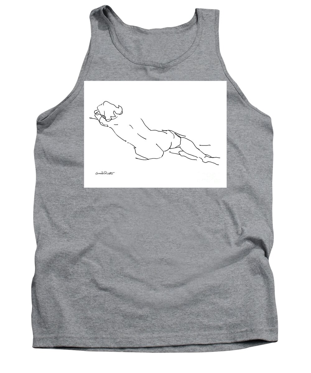 Female Tank Top featuring the drawing Nude Female Drawings 9 by Gordon Punt
