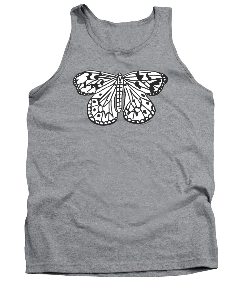 Ink Tank Top featuring the drawing Nymph Butterfly by Ali Baucom