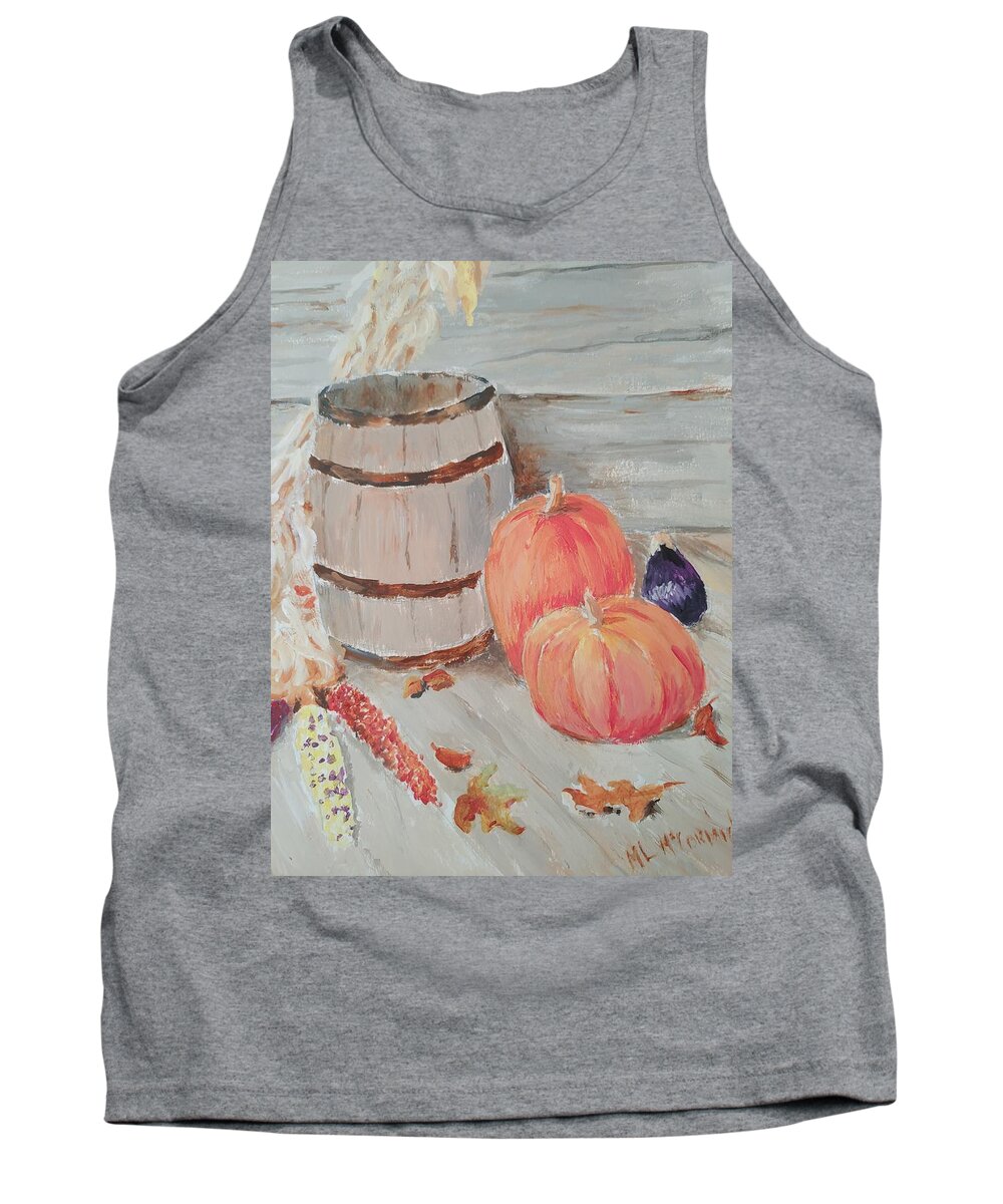 Pumpkins Tank Top featuring the painting October Harvest by ML McCormick