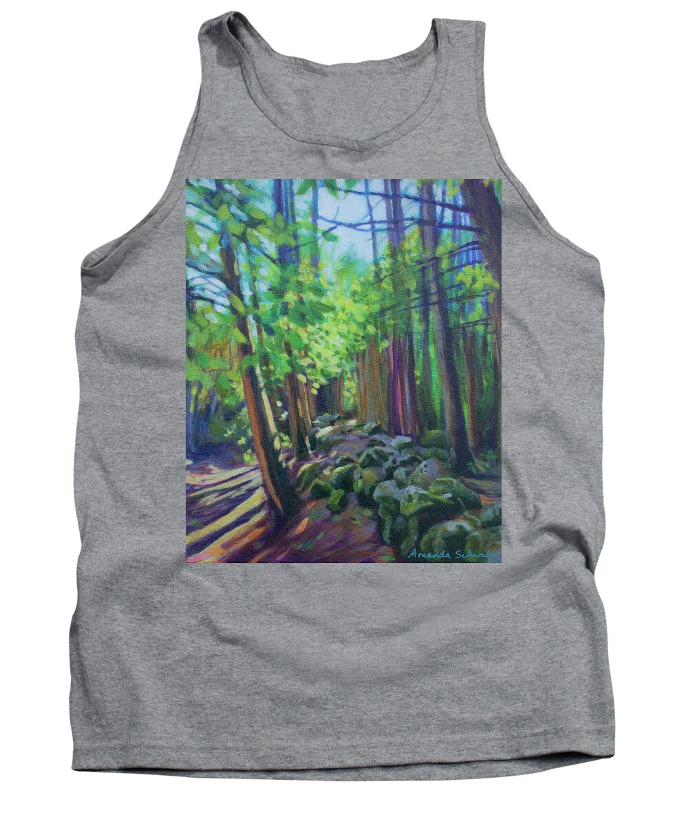 Forest Tank Top featuring the painting Old Stone Wall by Amanda Schwabe