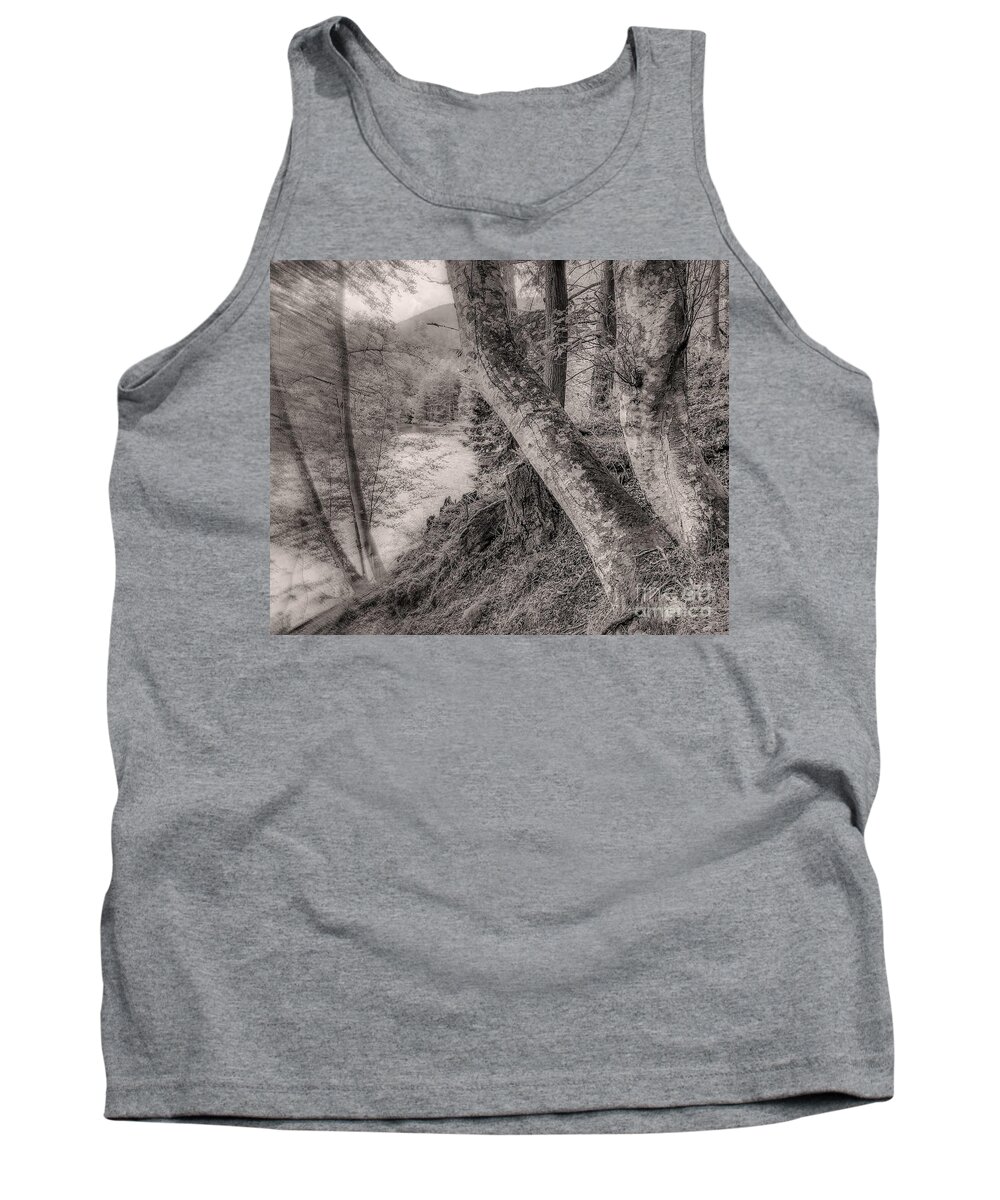 Black And White Tank Top featuring the photograph On Alder Pond by William Wyckoff