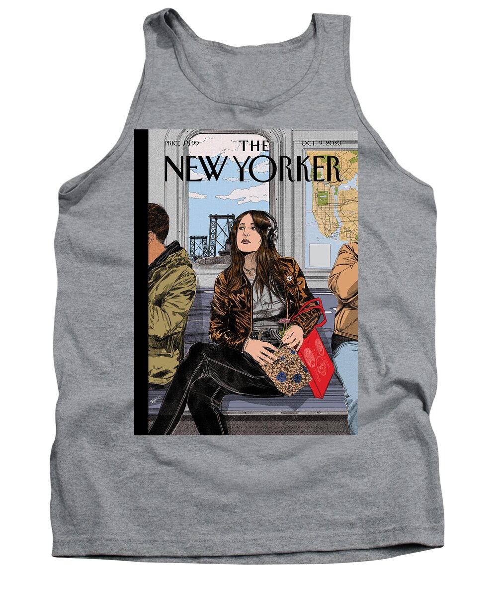 151366 Tank Top featuring the painting On the M Train by Nicole Rifkin