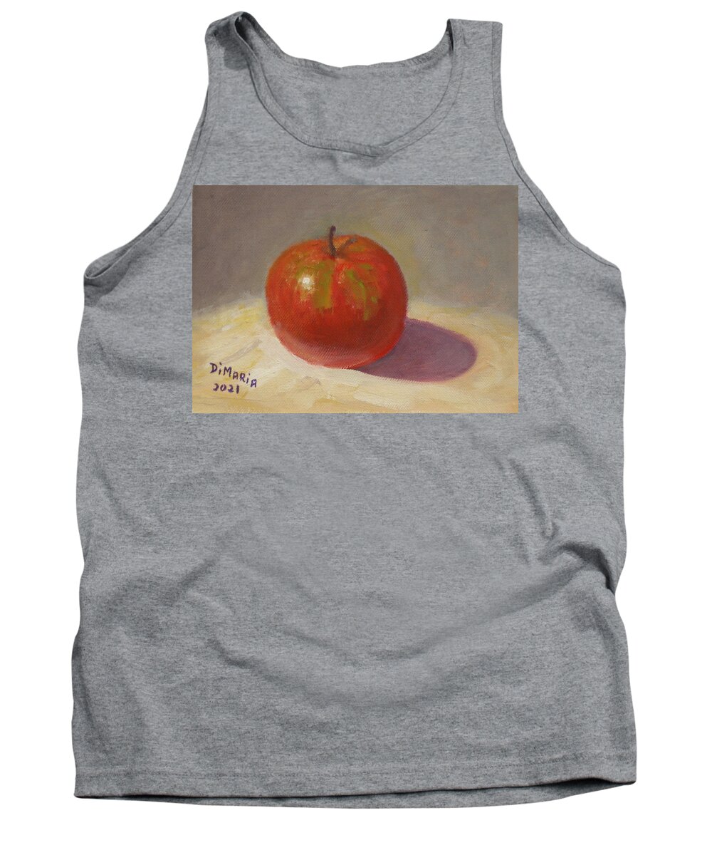 Realism Tank Top featuring the painting One Apple on White Cloth by Donelli DiMaria
