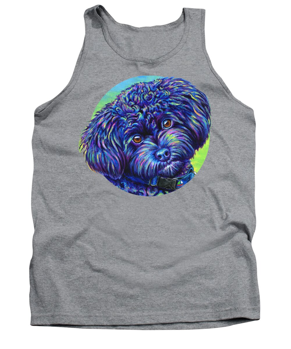 Poodle Tank Top featuring the painting Opalescent - Black Toy Poodle by Rebecca Wang
