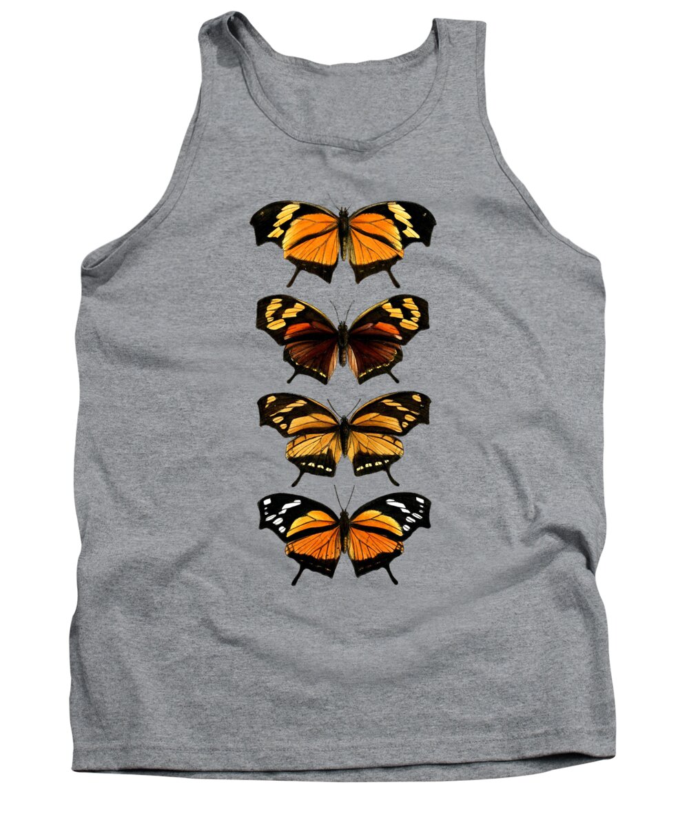 Monarch Butterfly Tank Top featuring the digital art Orange Butterfly Chart by Madame Memento