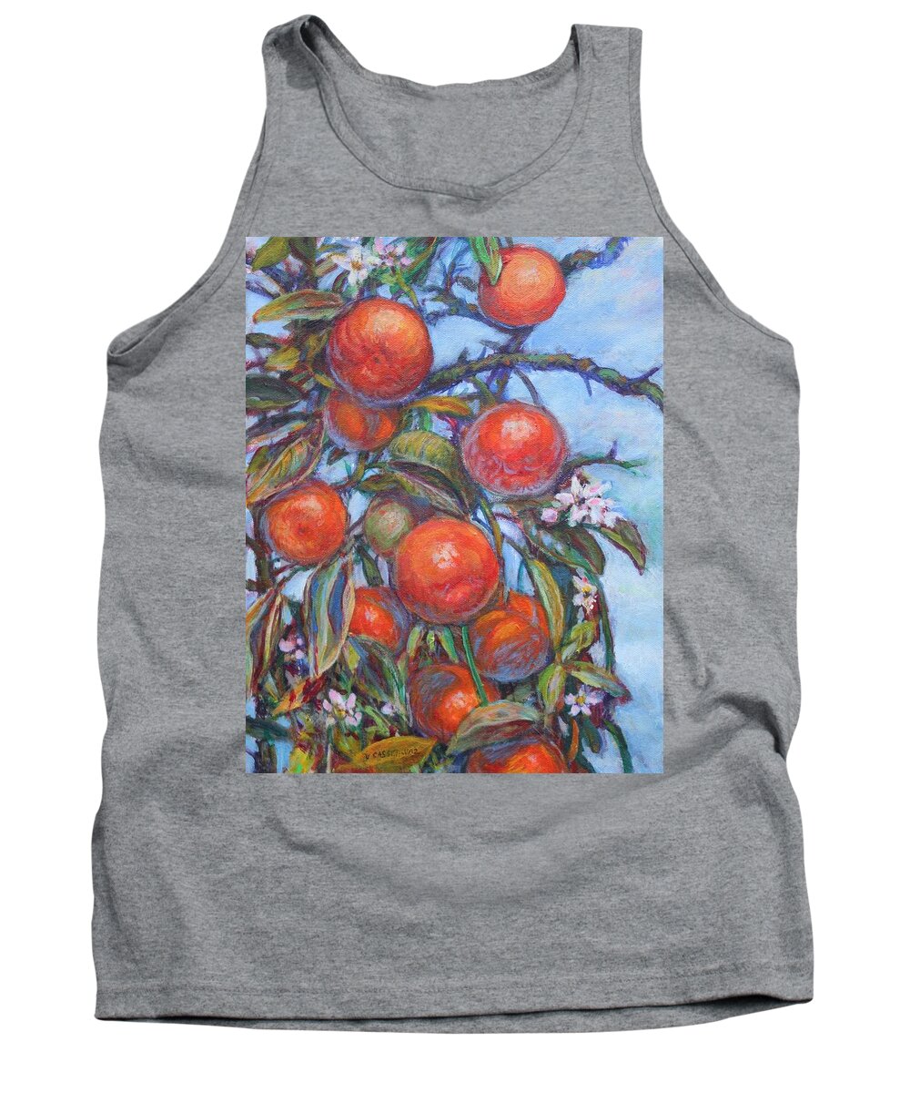 Oranges Tank Top featuring the painting Orange Tree by Veronica Cassell vaz