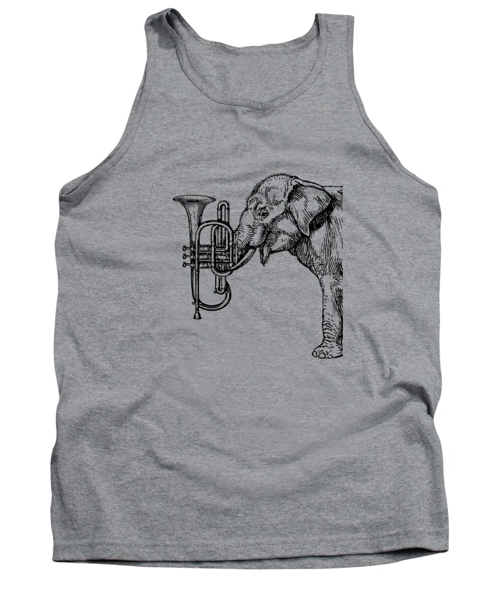 Elephant Tank Top featuring the digital art Orchestra Elephant by Madame Memento